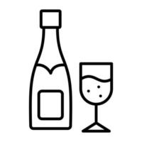 Wine bottle glyph icon isolated on white background vector