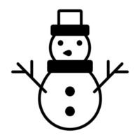 snowman vector glyph icon isolated on white background