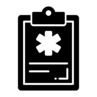 informe médico e icono de vector de prescripción