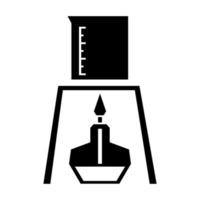 heating the chemicals liquids in the measuring cup icon. tripod, alcohol burner, measuring glass, black color,polygon vector