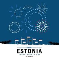 Estonia independence day vector illustration with national flags and fireworks. European country public holiday.