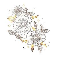 flower with golden gradation leaves vector