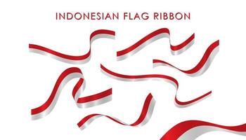 Indonesian flag ribbon collection vector