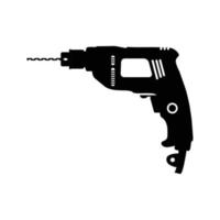 Hand Drill Silhouette. Black and White Icon Design Element on Isolated White Background vector