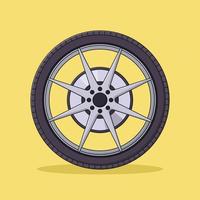 Wheel Vector Icon Illustration with Outline for Design Element, Clip Art, Web, Landing page, Sticker, Banner. Flat Cartoon Style