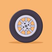 Wheel Vector Icon Illustration with Outline for Design Element, Clip Art, Web, Landing page, Sticker, Banner. Flat Cartoon Style