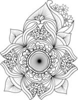 tatuaje de flor de garabato, dibujo vectorial en blanco y negro ilustración de ramo de adorno floral, simplicidad, embellecimiento, elemento de diseño de enredo zen de tarjeta de página de color de impresión aislada en blanco. vector