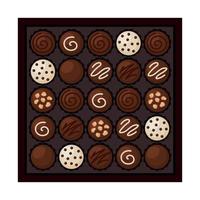 Chocolate Candies in a Black Gift Box Animated Vector Illustration