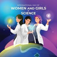 día internacional de la mujer y la niña en la ciencia vector