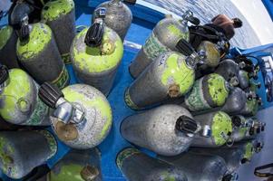 Tank on scuba diving boat photo