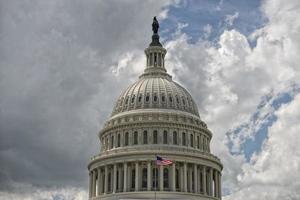 Washington DC Capitol detail on cloudy sky photo