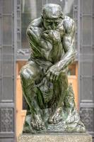 Thinker copper statue at columbia university philosophy building, 2022 photo