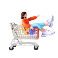 Mujer de compras de moda de renderizado 3d png