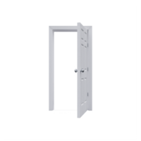 puerta abierta blanca de 6 paneles aislada png