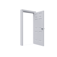 puerta abierta blanca de 6 paneles aislada png