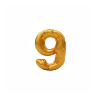 Metallic Golden numeral Balloon 9 png