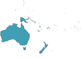 Doodle desenho à mão livre do mapa dos países da Oceania. png