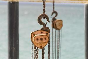 winch on a jetty by the sea photo