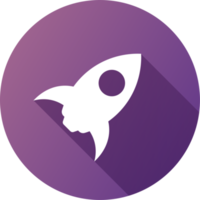 Rocket icon in flat design style.  Space ship signs illustration. png