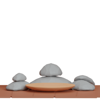 3d interpretazione metà sfera con pila di pietre dietro a esso Perfetto per Prodotto Schermo modello png