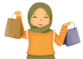 Hijab Women Bring Shoping Bags png