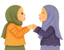 mujeres hijab dándose la mano png