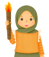 femmes hijab tenant une torche png