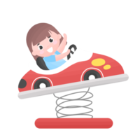 niña linda jugando en un coche de juguete png