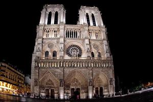 paris notre dame dome at night photo