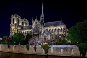 notre dame paris night view photo