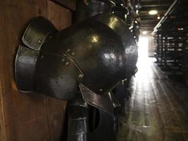 many medieval iron metal armor photo