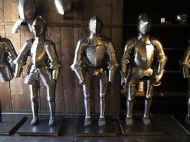 many medieval iron metal armor photo