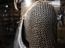 many medieval iron chain metal armor photo