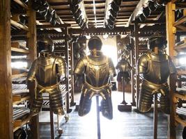 many medieval iron metal armor photo