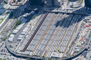 penn station new york city aerial view from helicopter photo