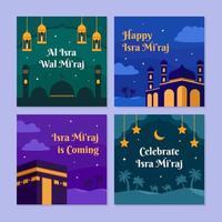 Isra Miraj Celebration Social Media Templates vector