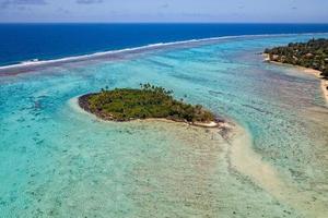 Muri Lagoon aerial view in Polynesia Cook Island photo