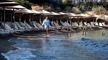 the entrance into the water on the beach in storm video