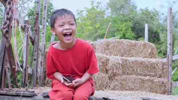 Asian boy laughing happily video