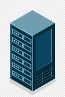 Isometric server equipment isolated background. Flat isometric 3d illustration cloud server. Datacenter storage room object. Vector illustration