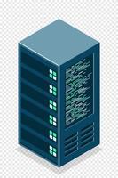 Isometric server equipment isolated background. Flat isometric 3d illustration cloud server. Datacenter storage room object. Vector illustration