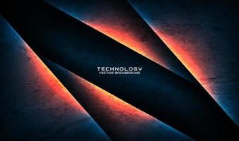 3D blue rough grunge techno abstract background overlap layer on dark space with hot burn iron effect decoration. Modern graphic design element cut out style for banner, flyer, card, or brochure cover vector