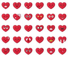 Heart emoji flat vector icon set 2
