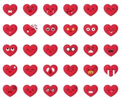 conjunto de iconos de vector plano emoji de corazón 2