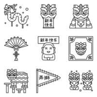 Lion dance related vector icon set 4
