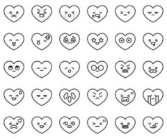 corazón emoji línea vector icono conjunto 2