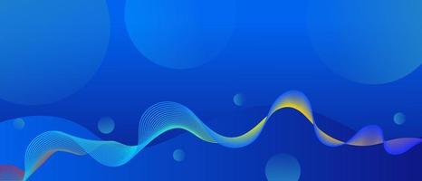 Blue abstract background with colorful dynamic wave and circles shapes vector