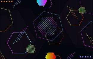 Abstract neon gradient geometric on dark background with polygon dynamic shapes vector