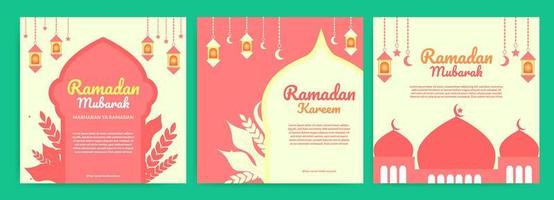 Ramadan social media post template with beautiful pastel color vector