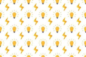 Light bulb electricity seamless pattern on white background vector design